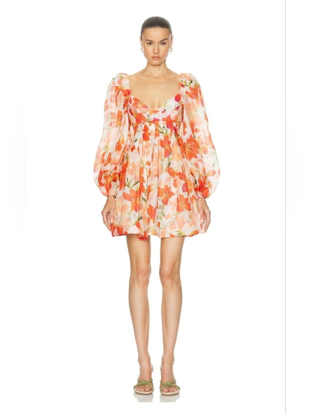 Zimmermann tranquility dress Orange Floral Tie-Back Mini Dress, Size 1